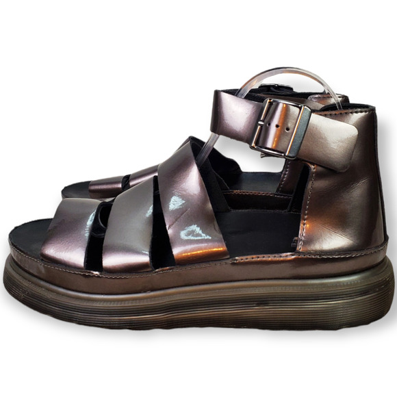 Dr. Martens CLARISSA METALLIC LEATHER SANDALS Pewter Spectra Patent 10 - Picture 4 of 10